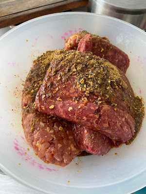 Meat mixed with spices