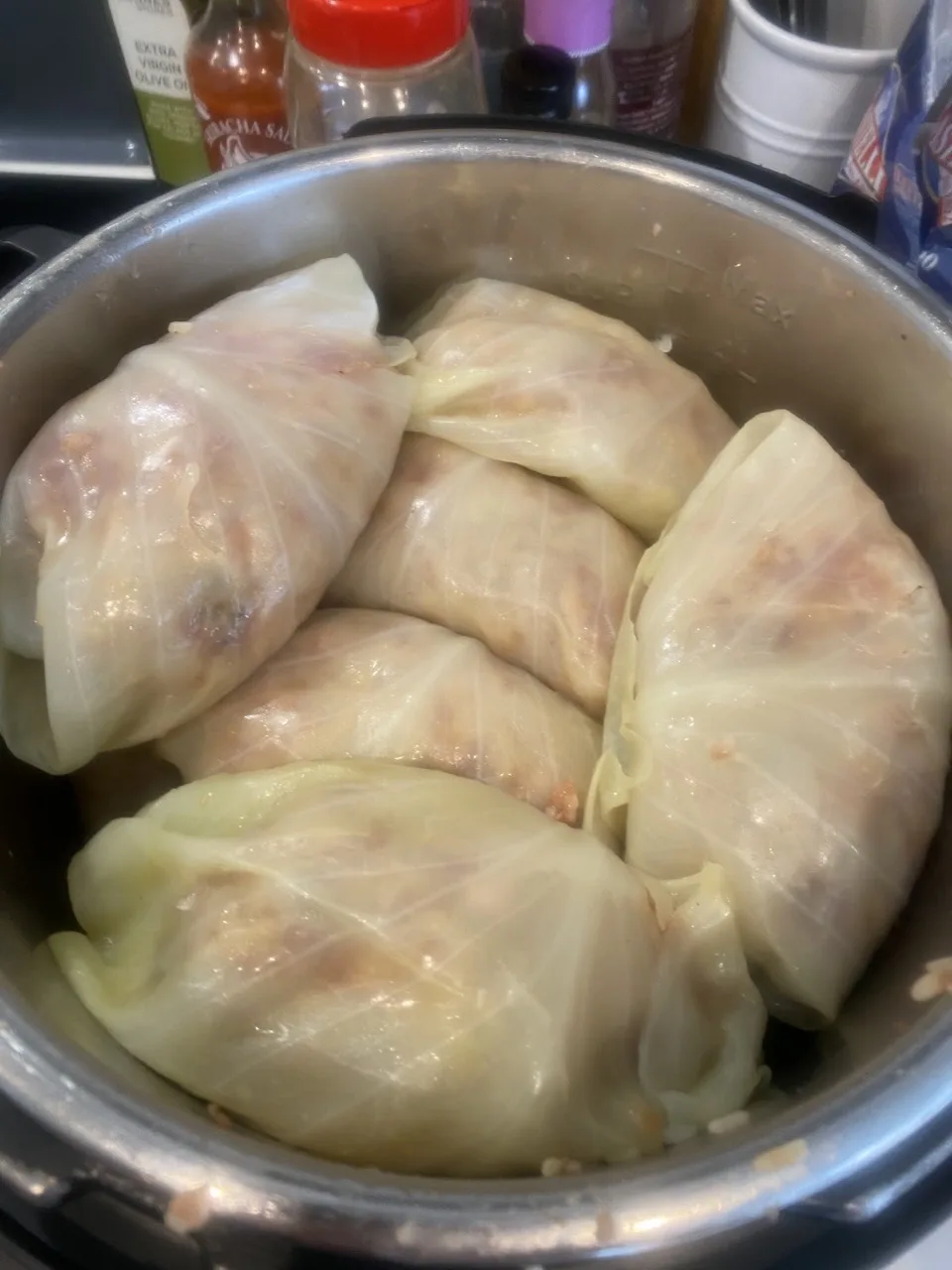 Outer leaves lining the casserole