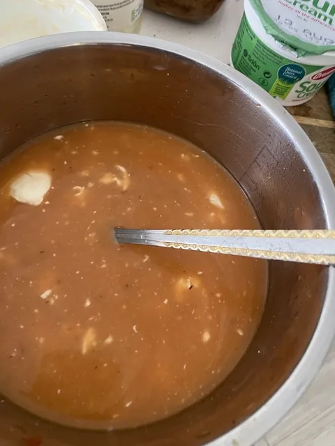 Whisking the sauce